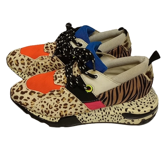 Steve Madden Shoes - STEVE MADDEN CLIFF LEOPARD TIGER PRINT NEON TAN WEDGE SNEAKERS